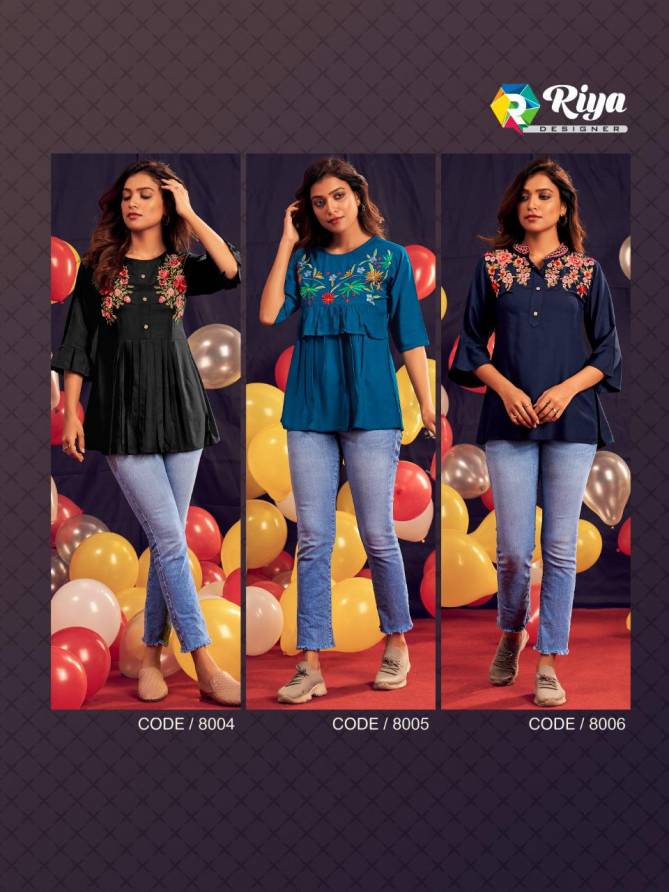 Riya Compass 8 Embroidery Wester Party Wear Ladies Top Collection
